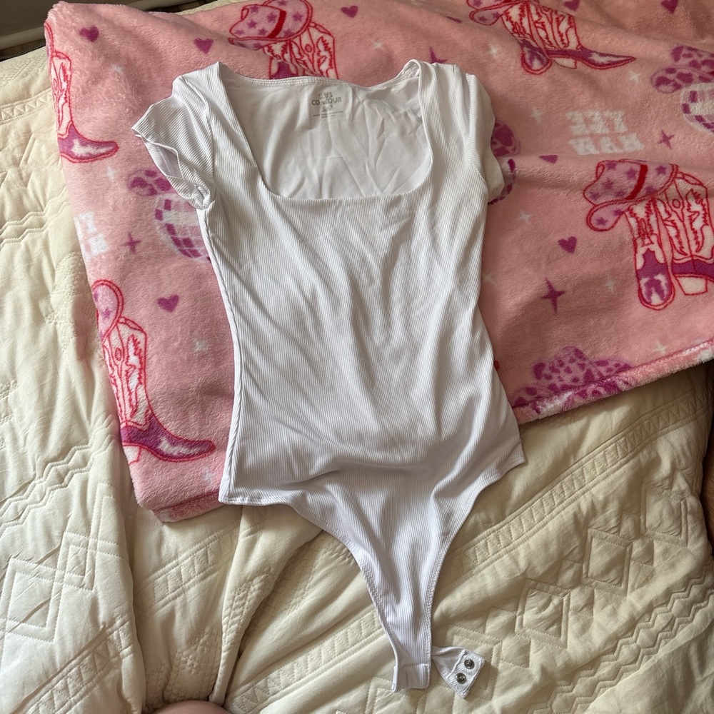 White Ribbed Bodysuit - Picture 1 of 1
